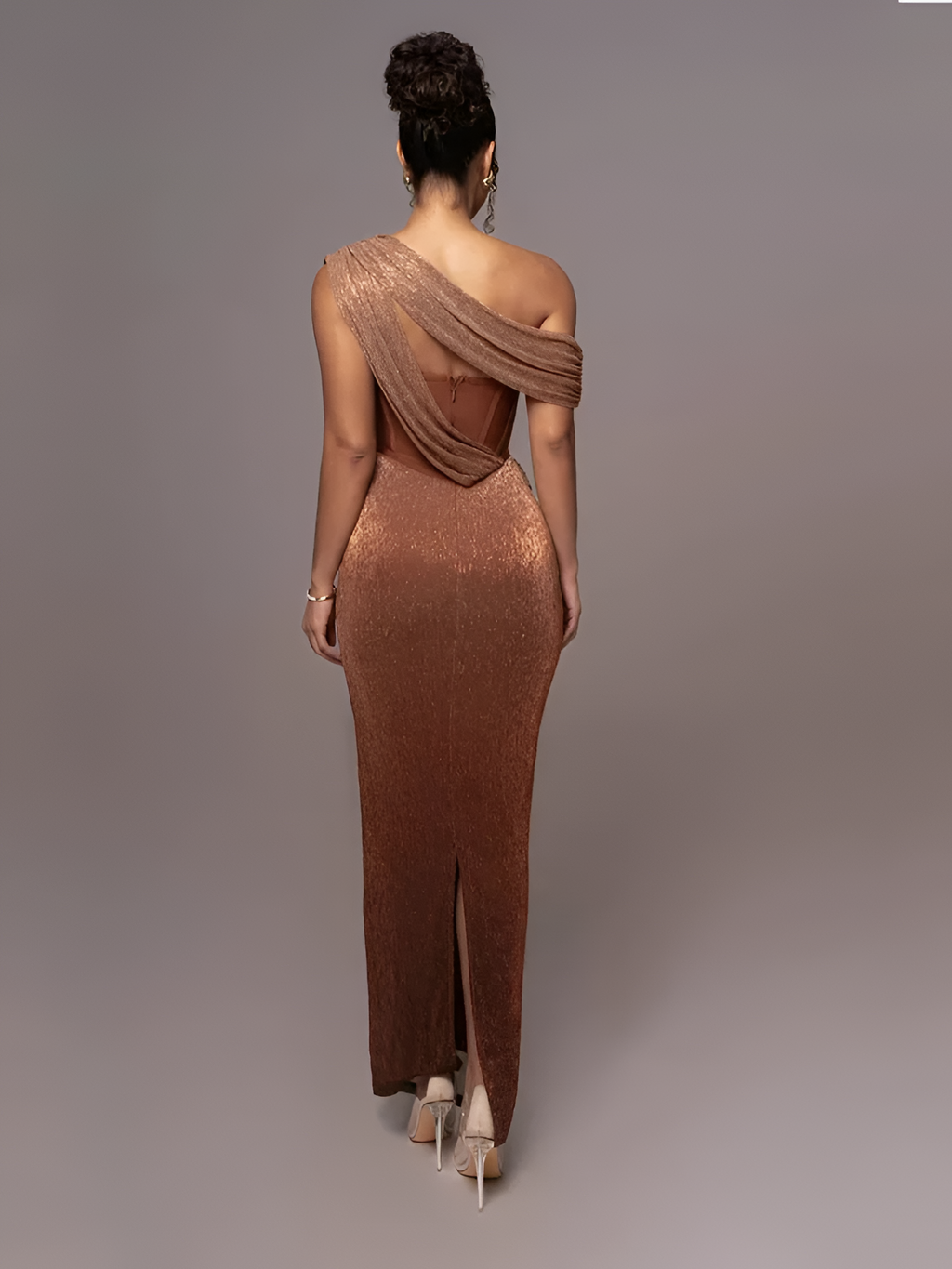 Vestido Maxi De Un Hombro Para Mujer - Invitada De Boda