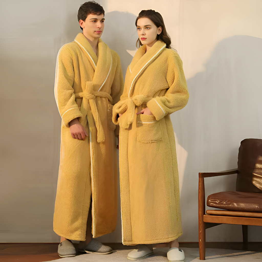 Bata Larga con Ribete de Contraste - Ropa de Dormir Unisex
