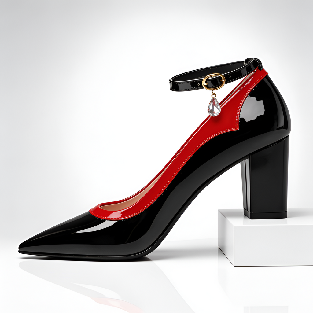 Zapatos De Tacón De Bloque Con Correa Al Tobillo Para Mujer - Ropa De Oficina