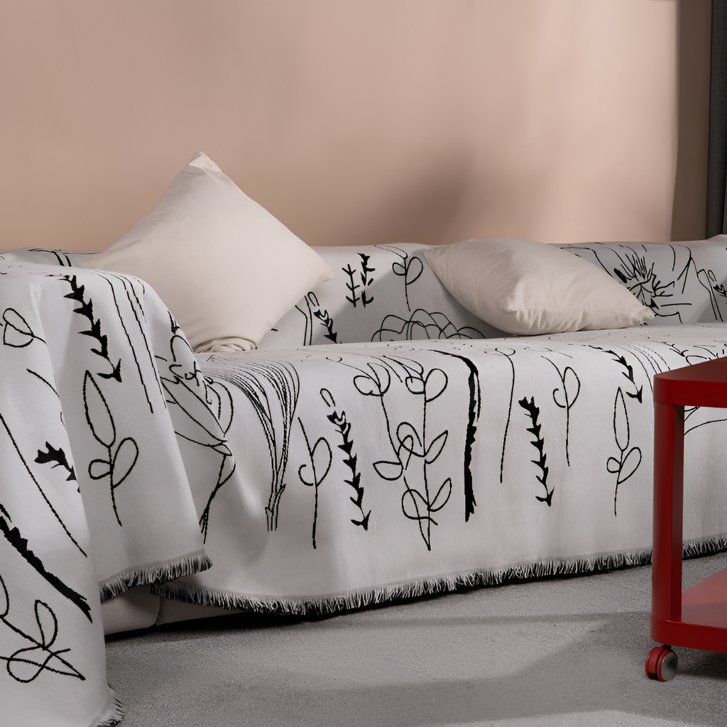 Manta decorativa botánica - Reversible para sofá