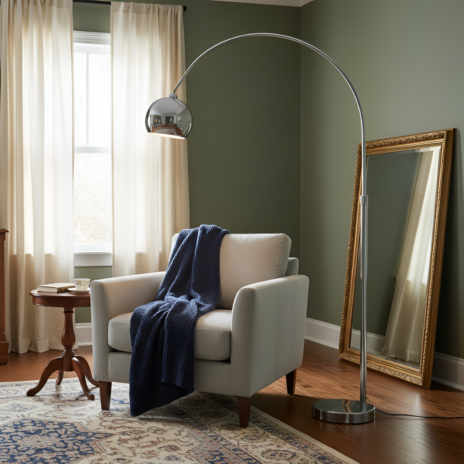 Lámpara de Pie de Arco Angulada Minimalista - Ajustable