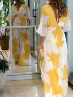 Vestido Maxi Floral Con Cuello En V Para Mujer - Boda De Verano