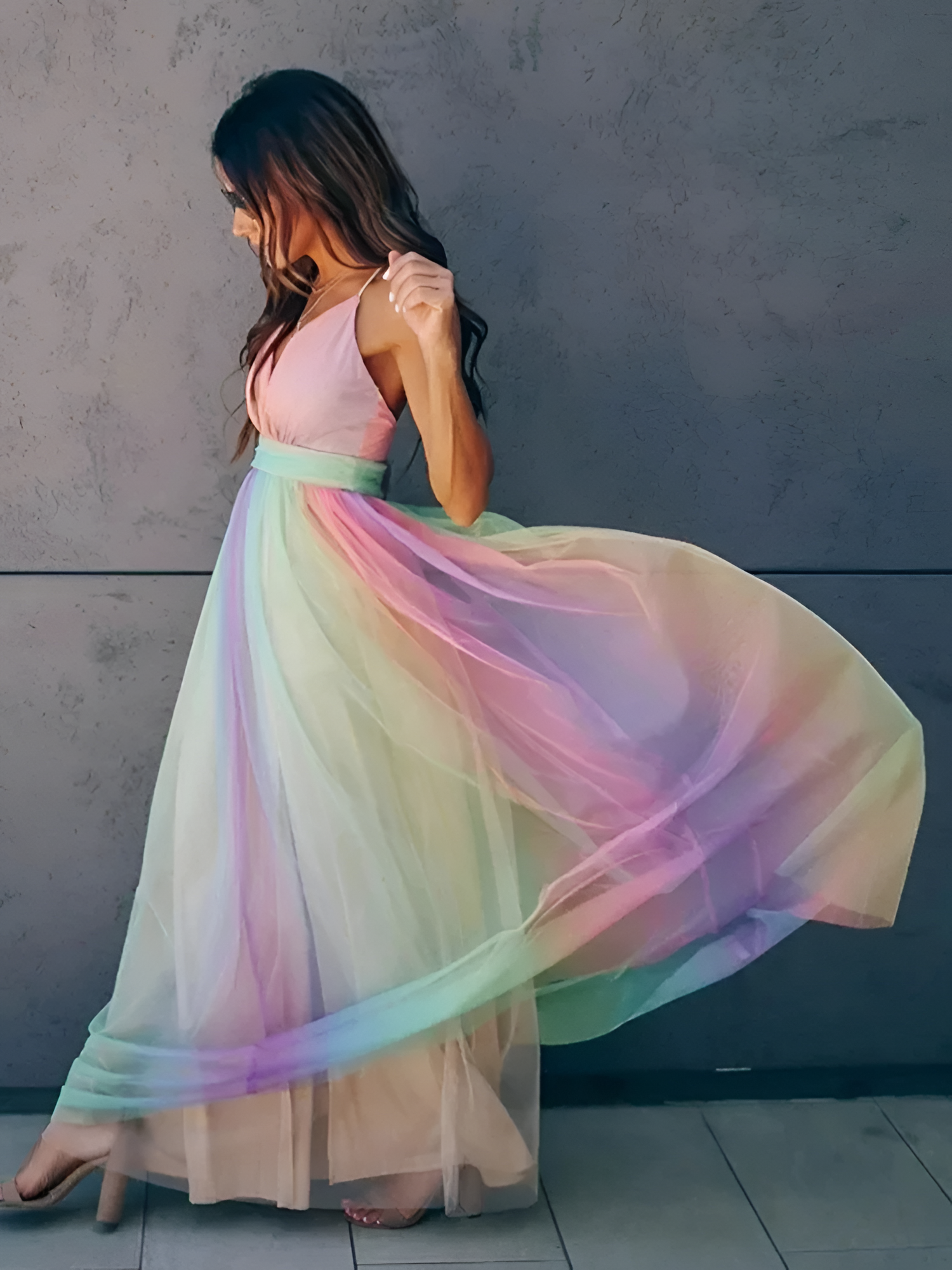 De Mujer Cuello En V Sin Mangas Vestido Maxi - Boda De Verano