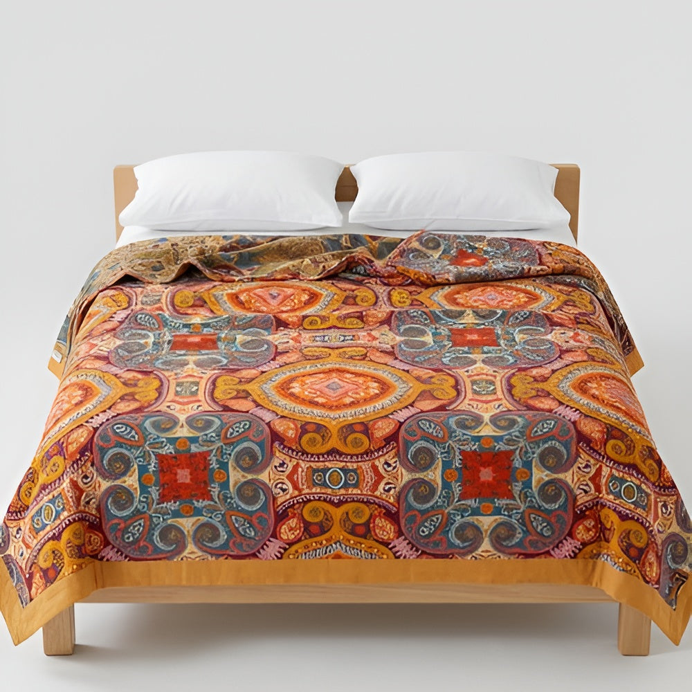 Colcha bohemia con estampado de cachemira - Edredón