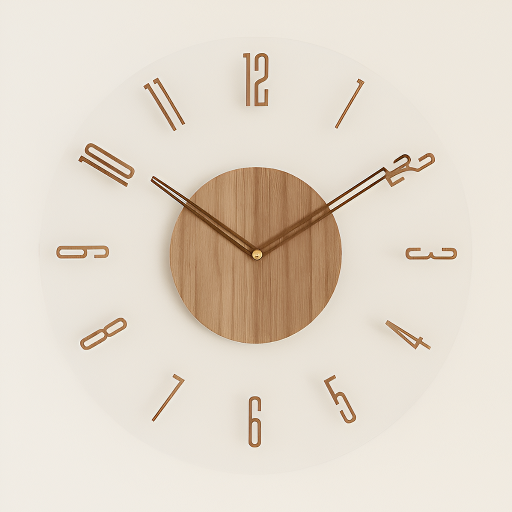 Reloj Pared Silencioso Minimalista - Madera