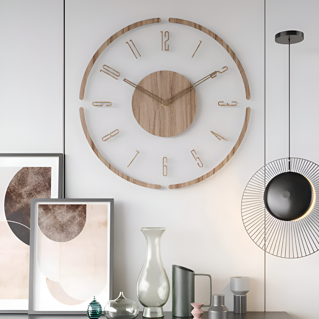 Reloj Pared Madera Minimalista - Flotante