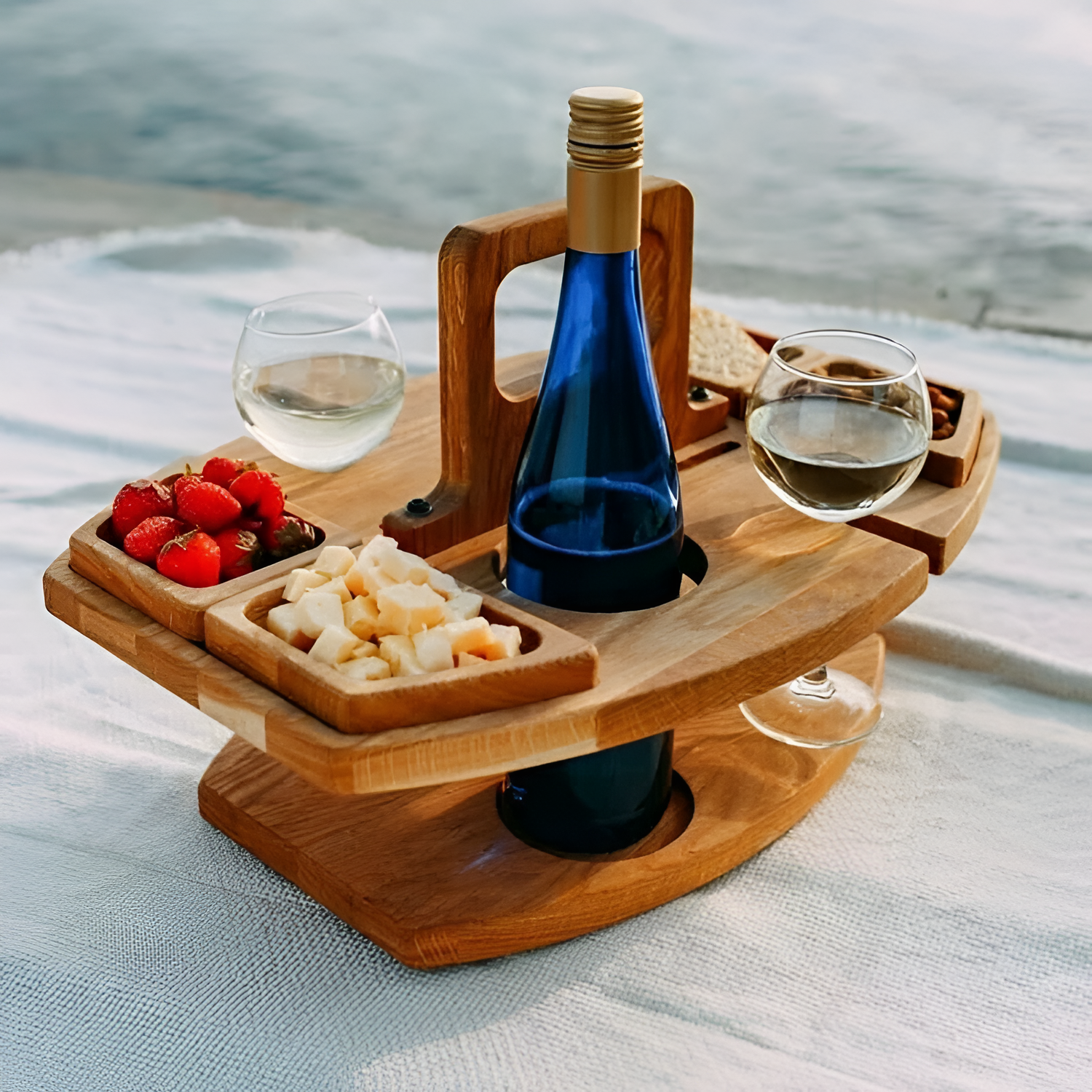 Mesa De Picnic De Madera Con Bandeja Para Servir - Portátil