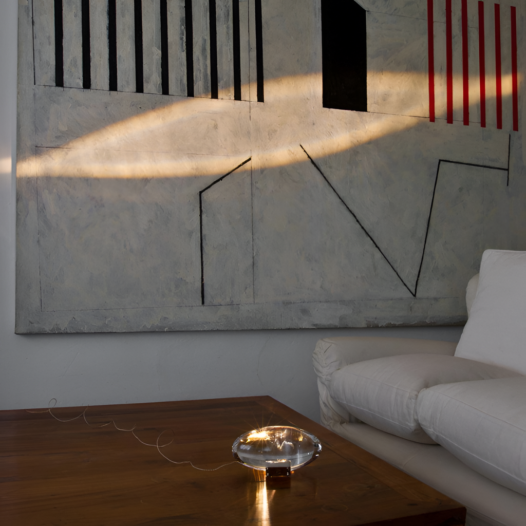 Lámpara Mesa Cristal Minimalista - Escultórica