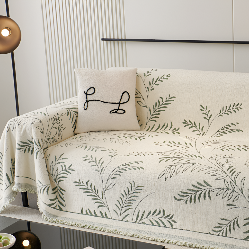 Funda de Sofá con Estampado Botánico - Manta Decorativa