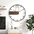 Reloj Pared Silueta Minimalista - Detalle Madera