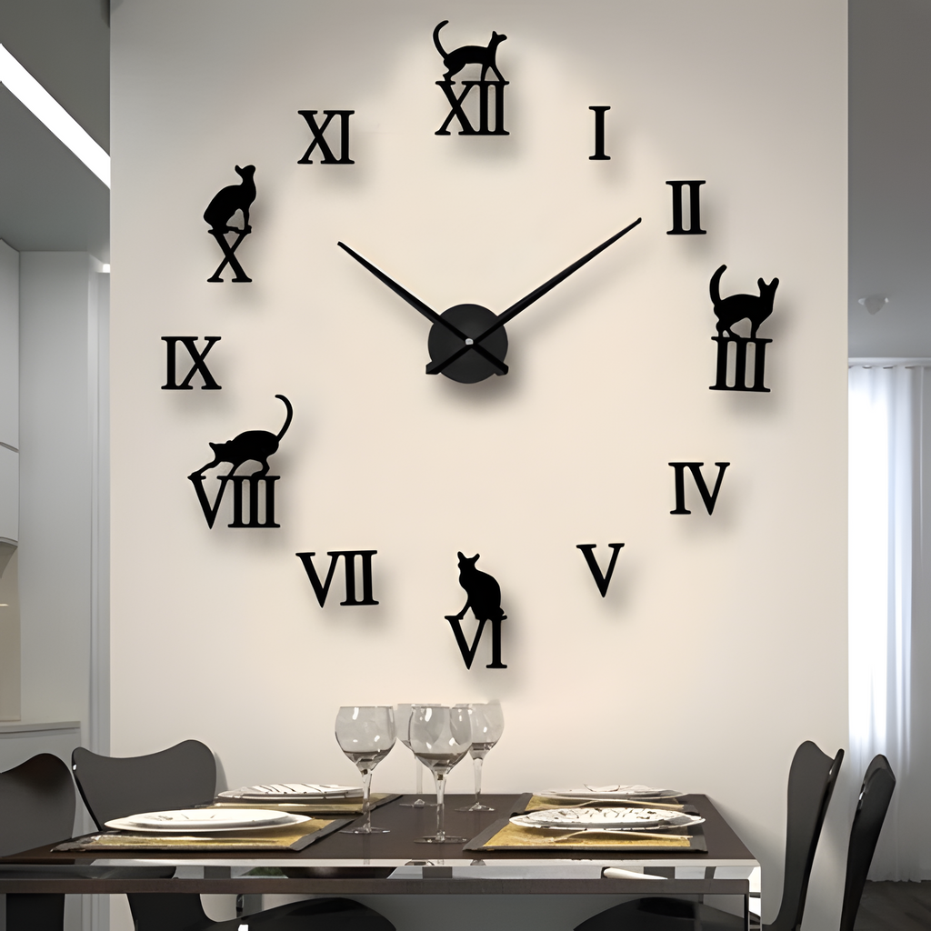 Reloj De Pared Moderno Con Animales - Diseño Con Números Romanos