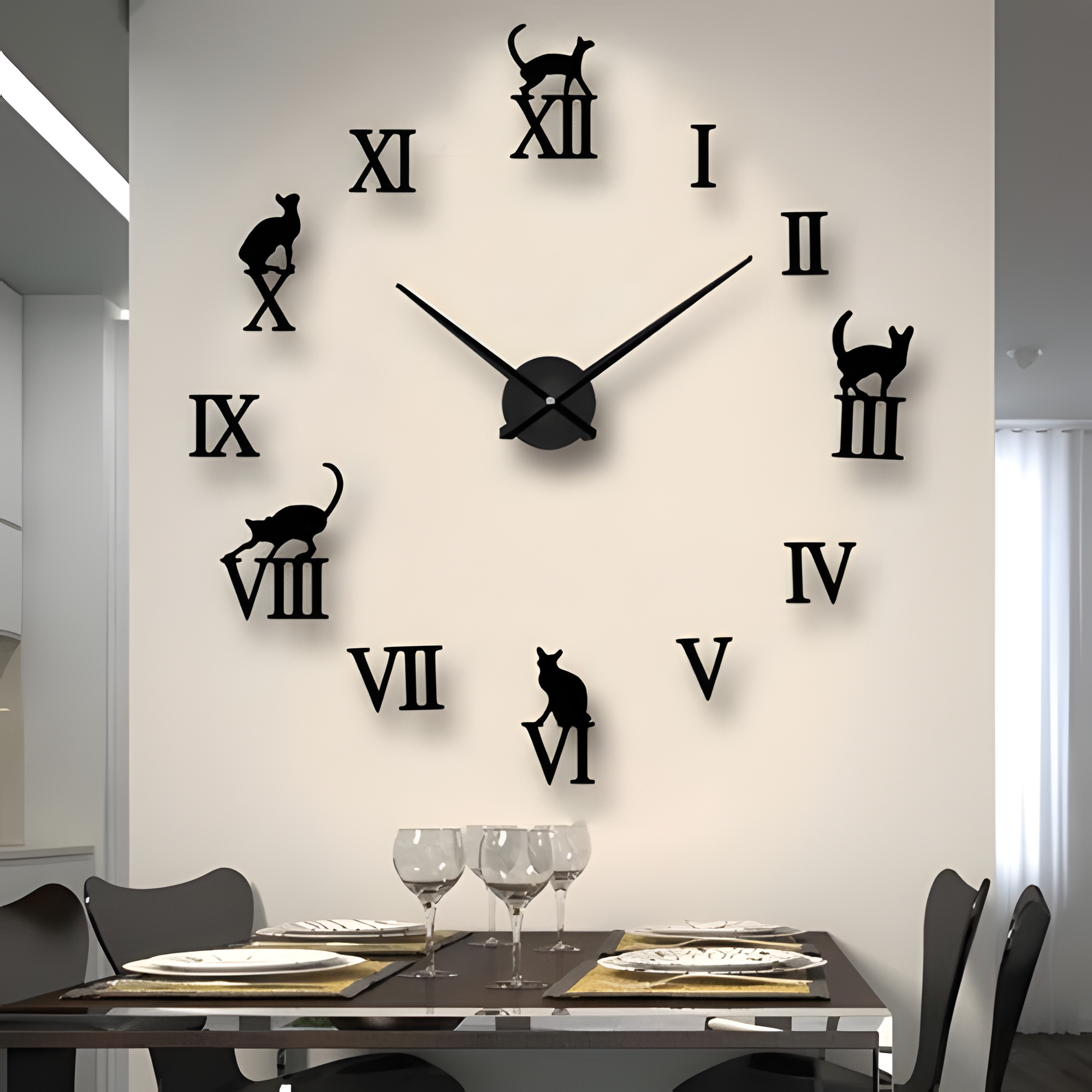Reloj De Pared Moderno Con Animales - Diseño Con Números Romanos