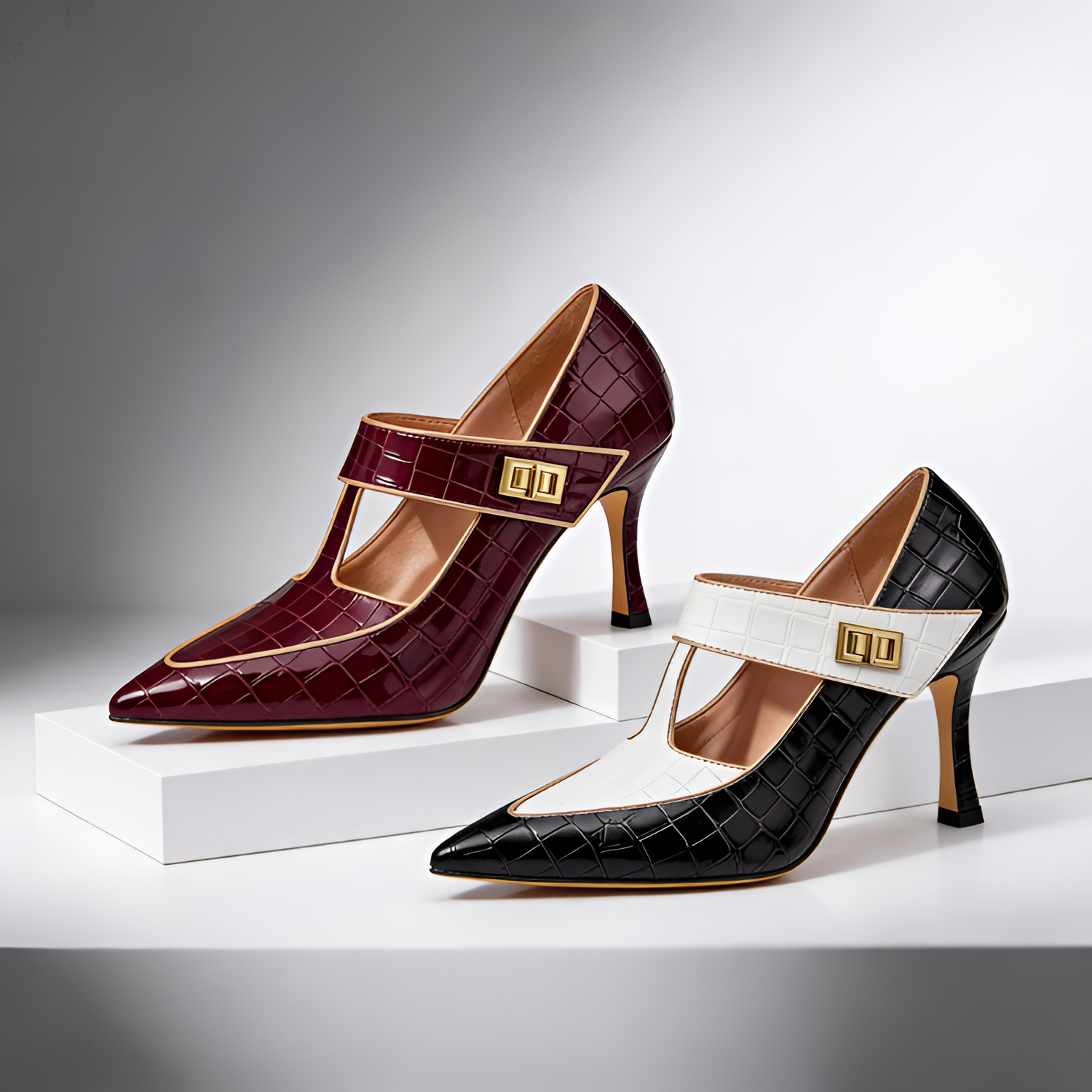 Zapatos De Salón De Mujer Con Punta Afilada Y Tacón Grueso - Para La Oficina