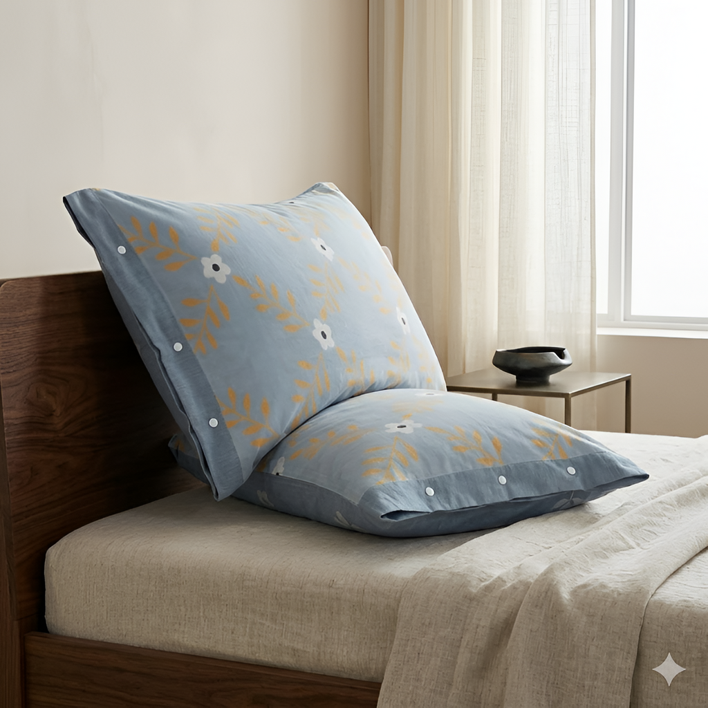 Funda de Almohada de Algodón Puro – Funda con Botones Decorativos