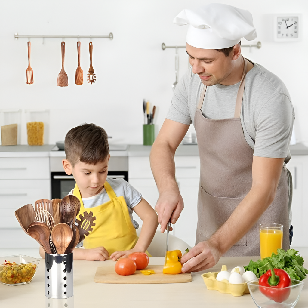 Juego de cubiertos hecho a mano - juego de 7 piezas de teca