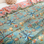 Cubrecama Floral - Manta Reversible de Estilo Tapiz