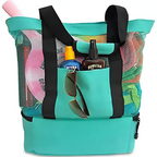 Bolsa de Playa de Malla con Nevera Aislante - Compartimento Doble