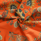 Manta Reversible Naranja y Turquesa - Cobertor Floral Decorativo