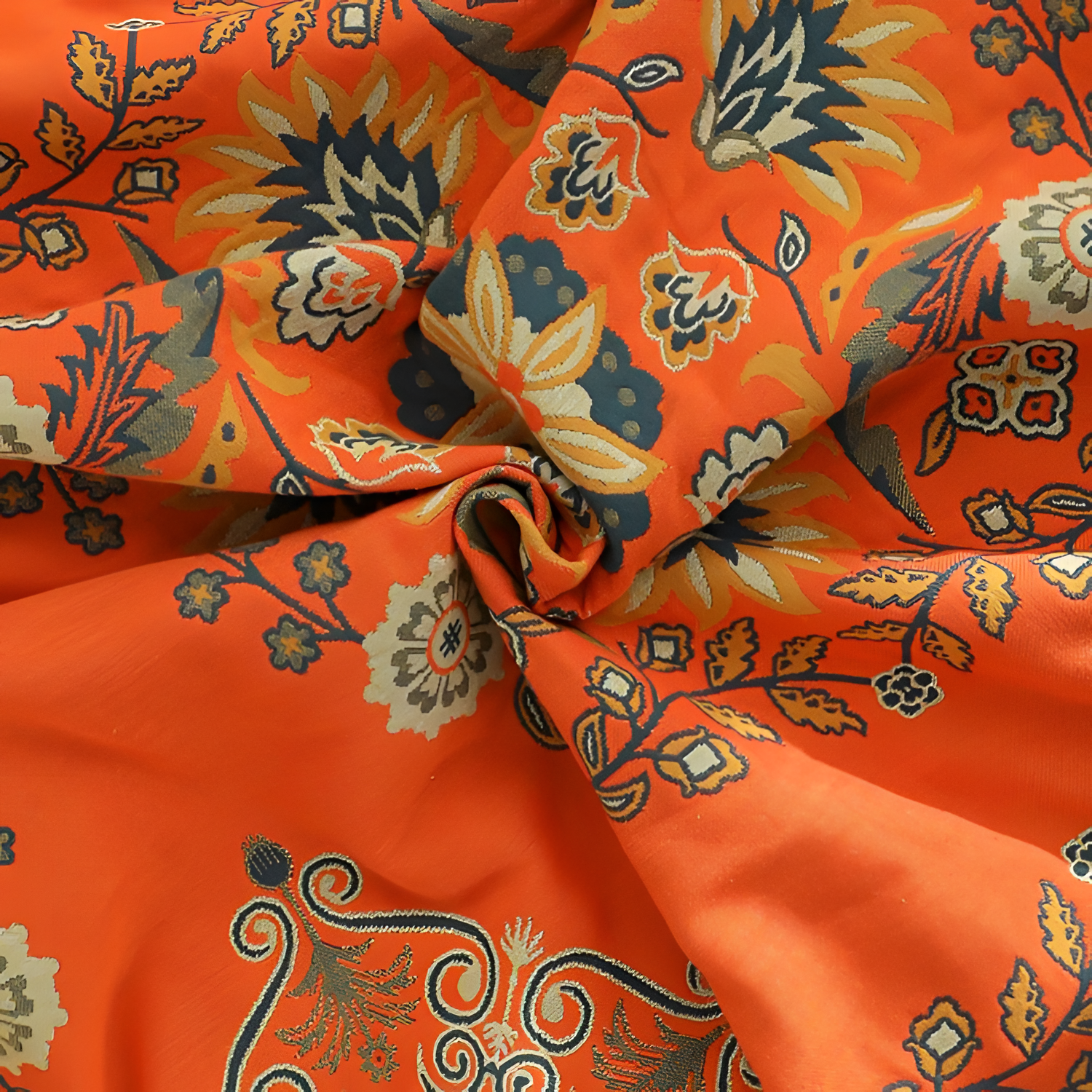 Manta Reversible Naranja y Turquesa - Cobertor Floral Decorativo
