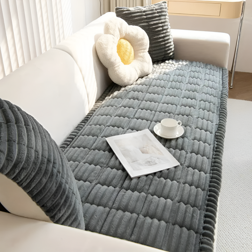 Funda de Sofá de Felpa con Plisado a Mano - Protector para Sillón