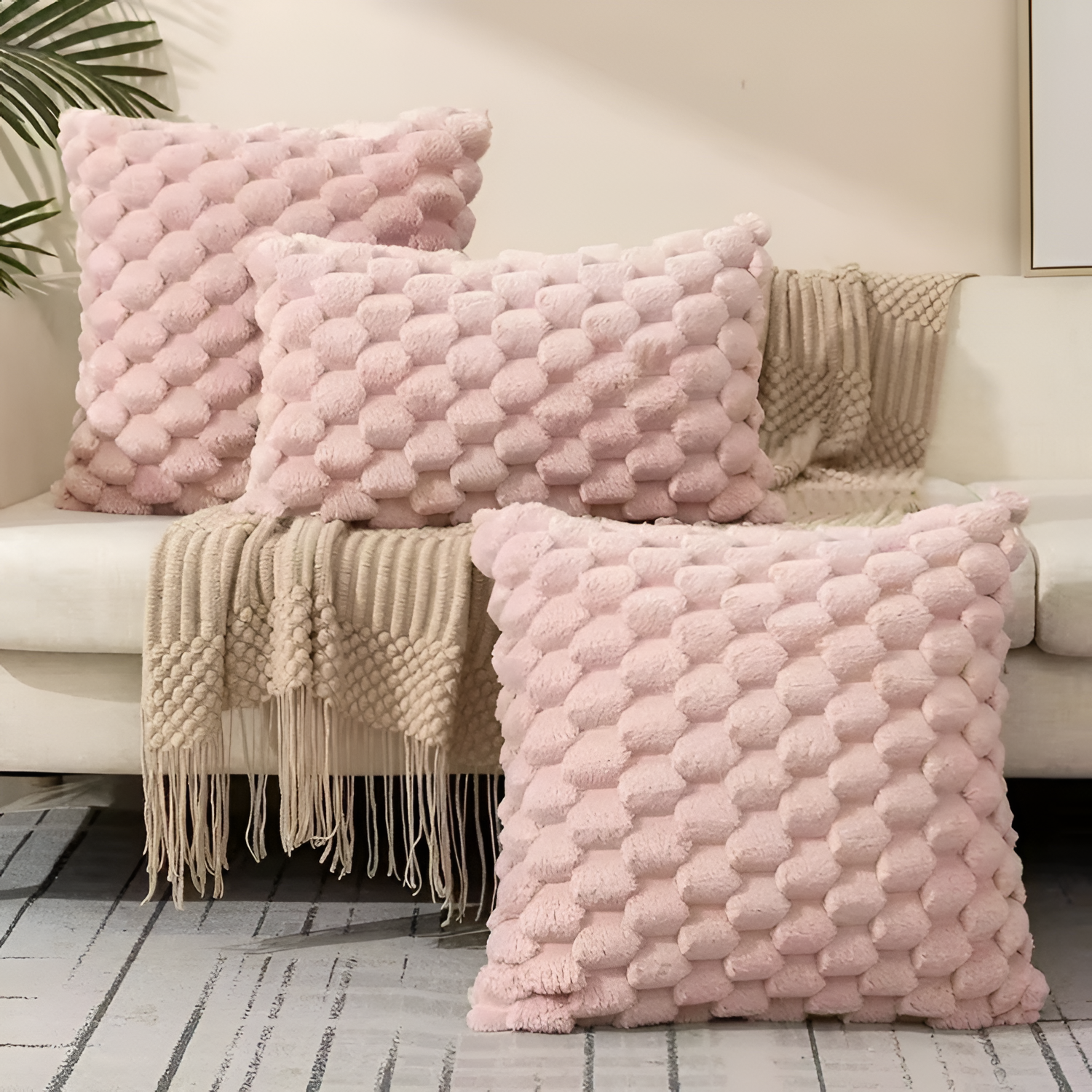 Funda de Cojín con Textura Relieve - Decoración de Hogar