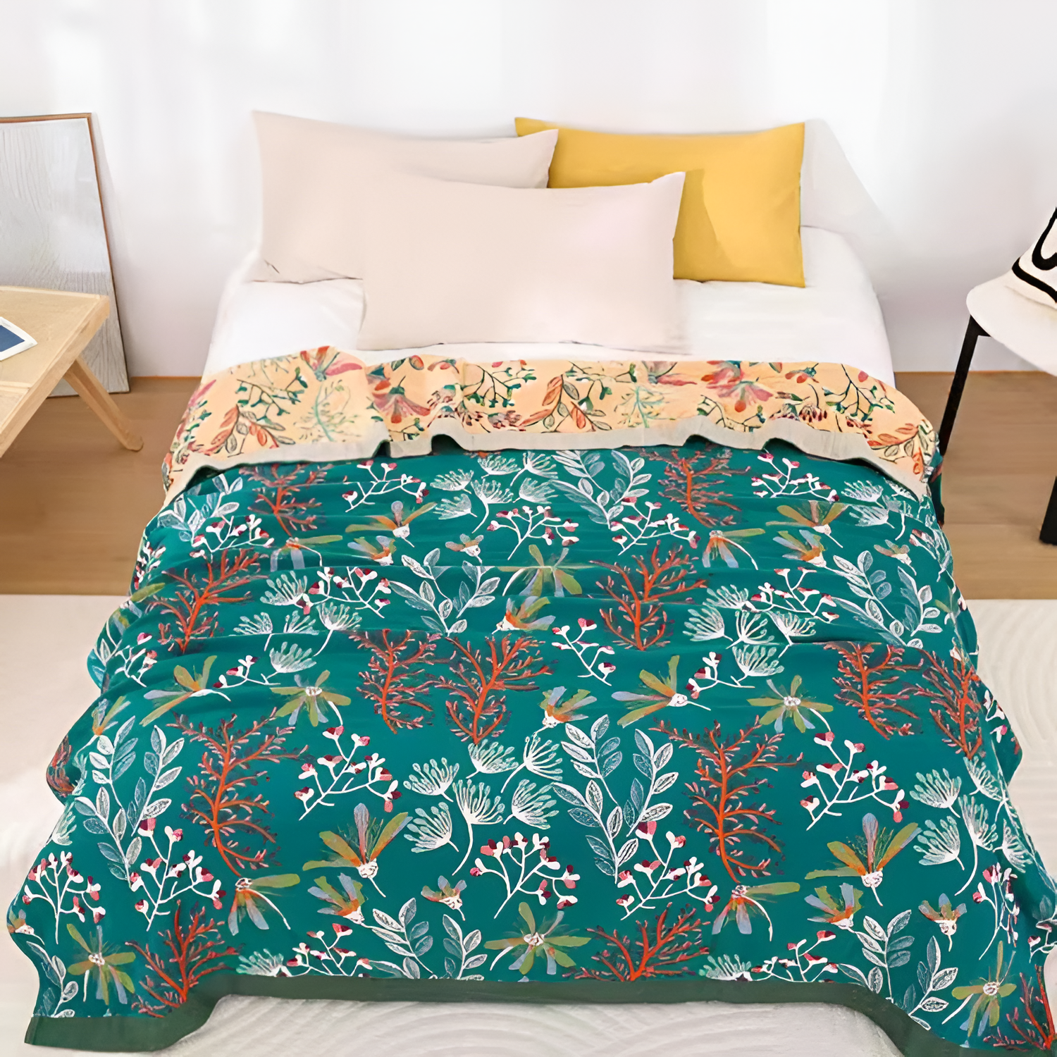 Manta Reversible Wildflower Whisper - Decoración Floral Manta