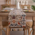 Camino de Mesa con Patrón de Aves y Flores - Acento Decorativo para Comedor