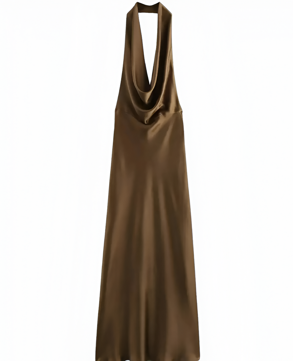 Vestido Largo de Cuello Halter y Cuello Volcado para Mujer - Invitada de Boda