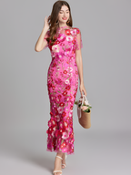 Vestido De Mujer De Manga Corta Bordado - Boda De Verano