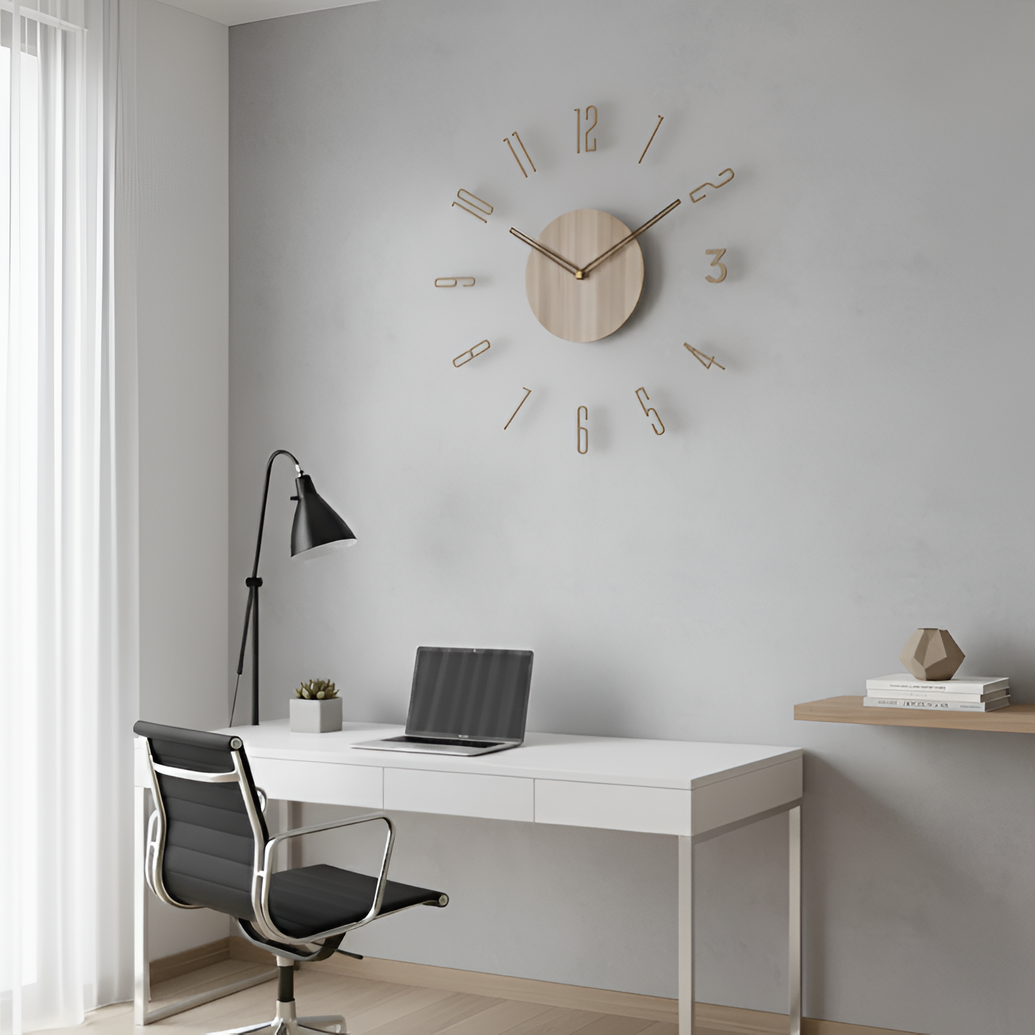 Reloj Pared Madera Minimalista - Flotante