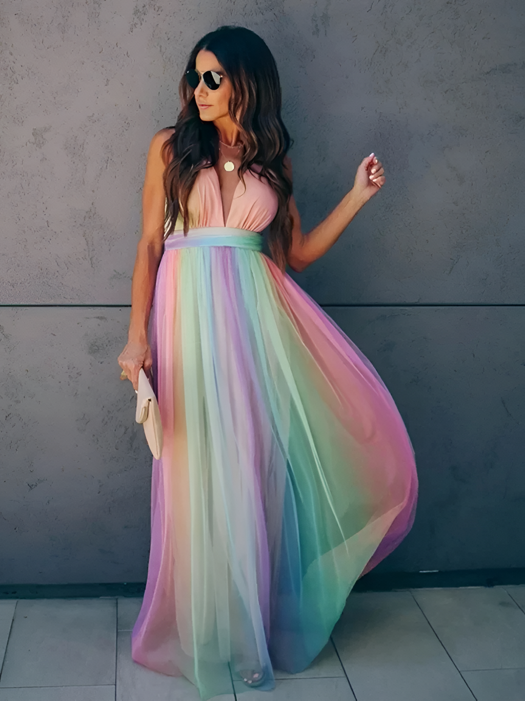 De Mujer Cuello En V Sin Mangas Vestido Maxi - Boda De Verano