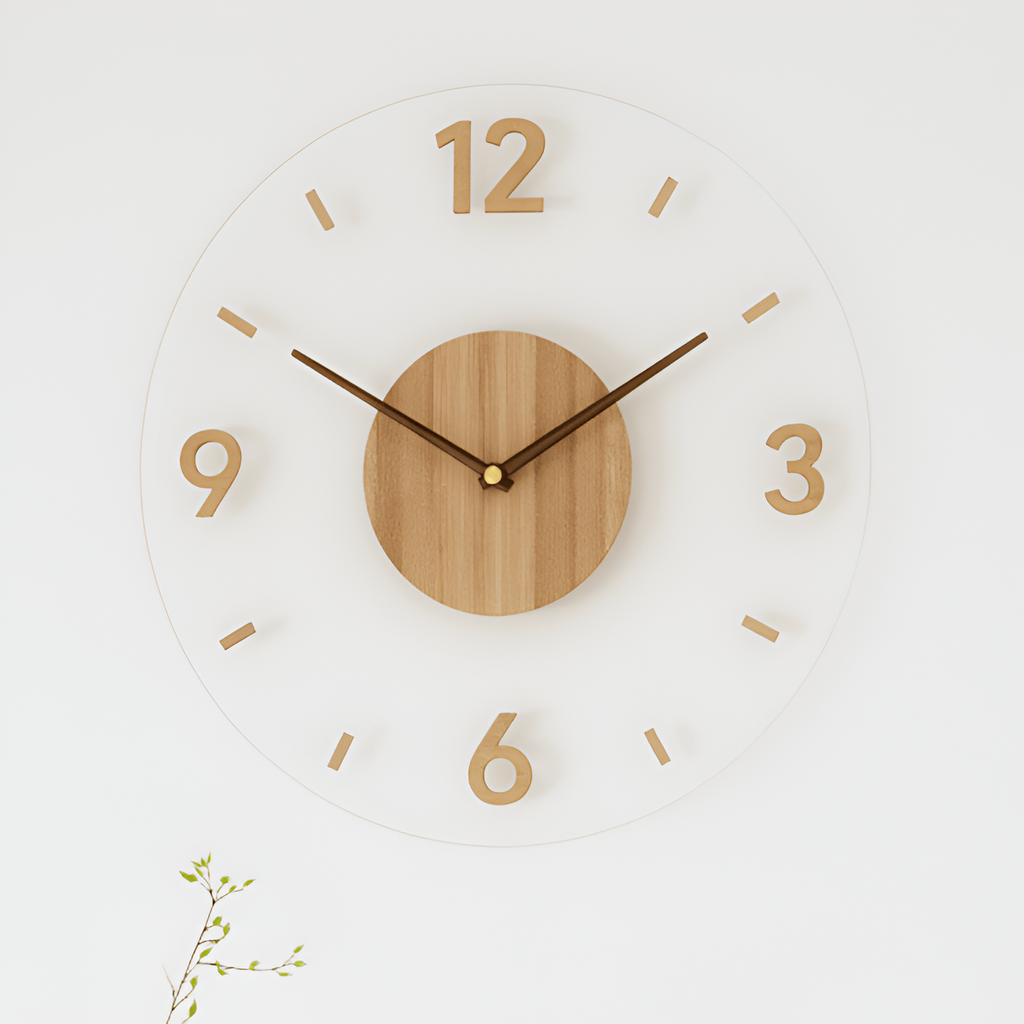 Reloj Pared Silencioso Minimalista - Madera