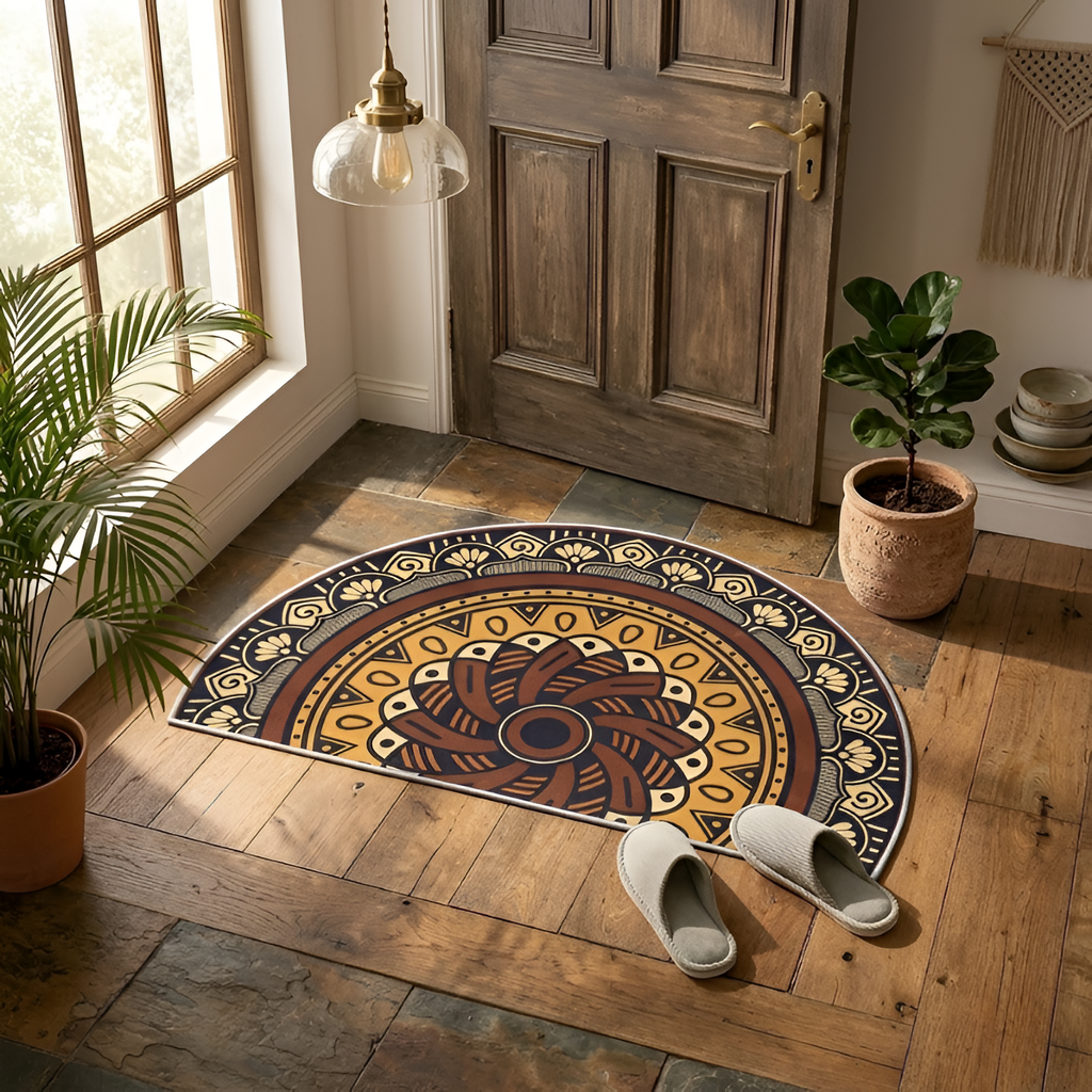 Alfombra Bohemia Mandala – Alfombra Semicircular Decorativa