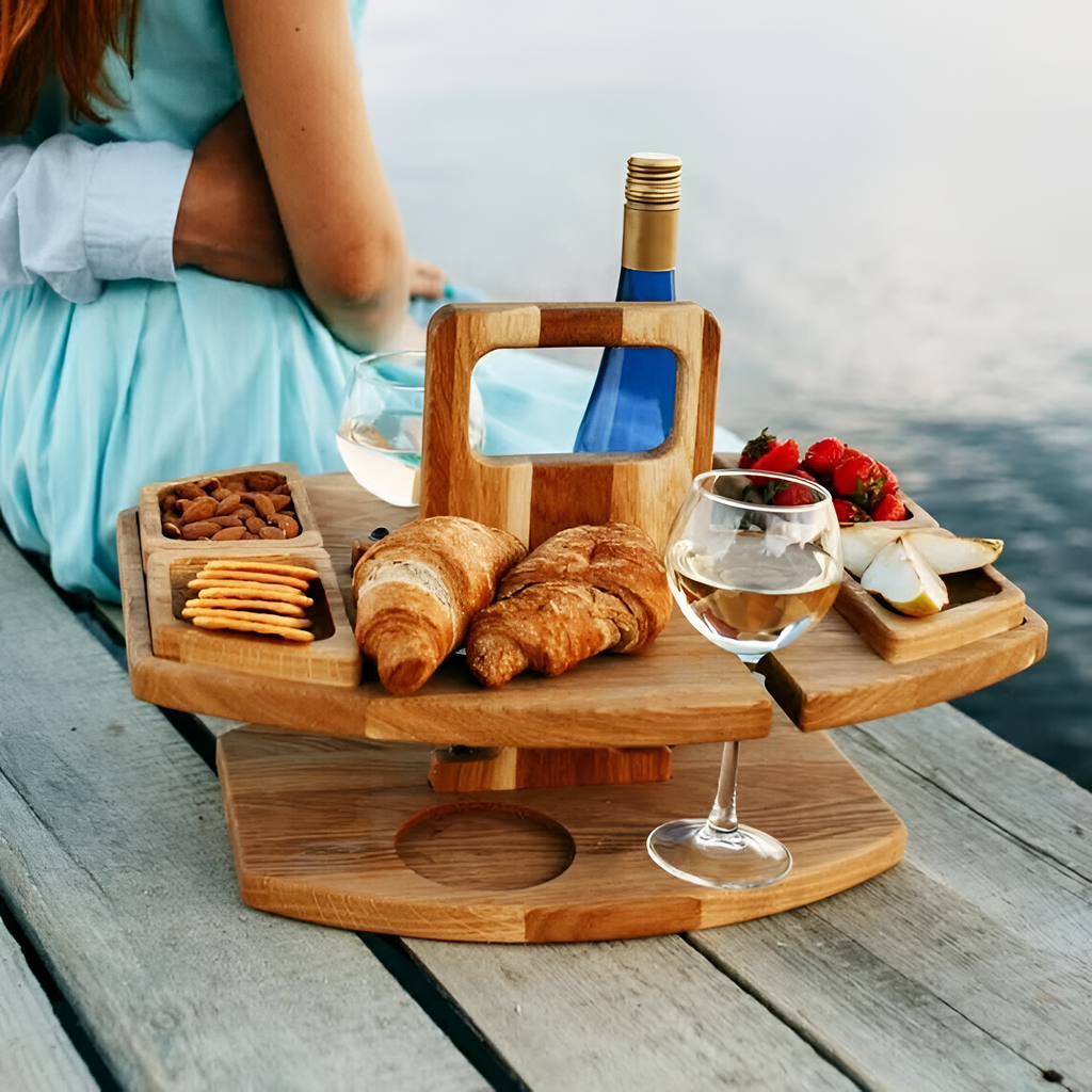Mesa De Picnic De Madera Con Bandeja Para Servir - Portátil