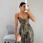 Mujeres Estampado Floral Con Aberturas Maxi Vestido - Fiesta De Jardín De Primavera