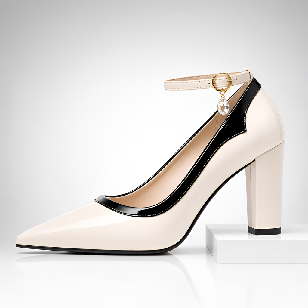 Zapatos De Tacón De Bloque Con Correa Al Tobillo Para Mujer - Ropa De Oficina
