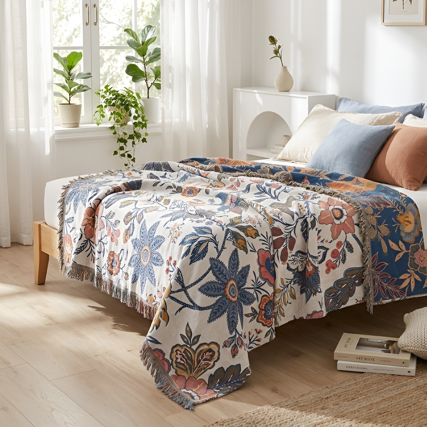 El Cojin Decorativo De Tapiz Floral - Manta de algodón