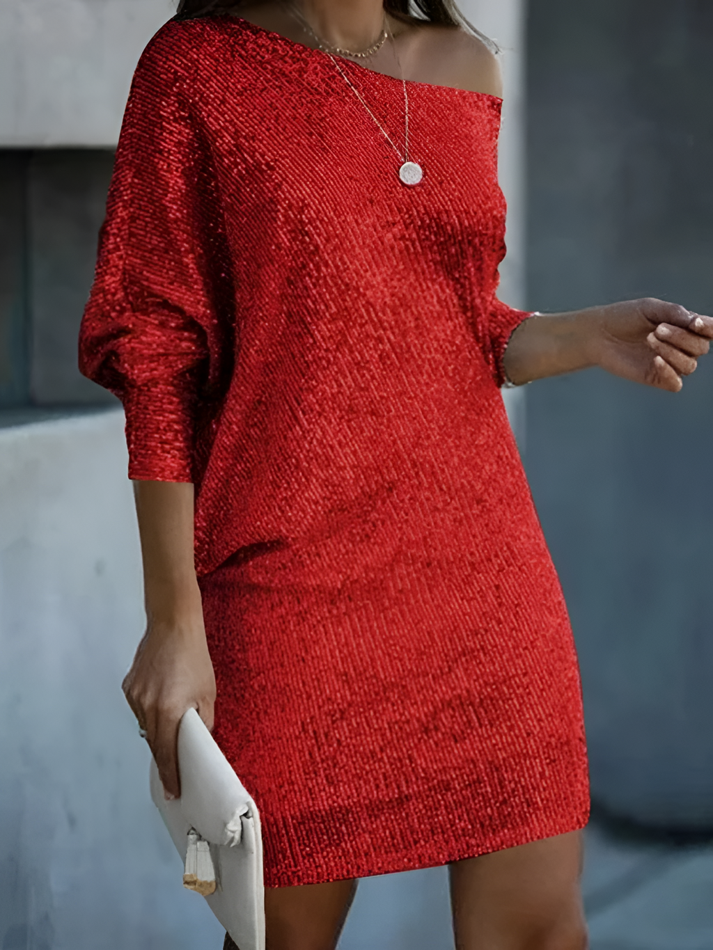Mini Vestido De Lentejuelas Con Hombros Descubiertos Para Mujer - Cena