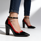 Zapatos De Tacón De Bloque Con Correa Al Tobillo Para Mujer - Ropa De Oficina