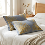 Juego de 2 Fundas de Almohada Golden Flora – Fundas de Algodón Suaves