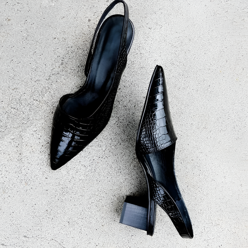 Sandalias Slingback de Tacón Grueso y Punta Puntiaguda para Mujer - Cóctel