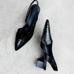 Sandalias Slingback de Tacón Grueso y Punta Puntiaguda para Mujer - Cóctel