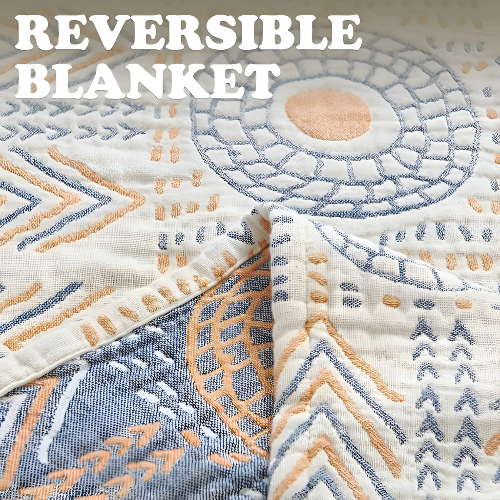 Manta reversible con motivos tribales – Manta decorativa
