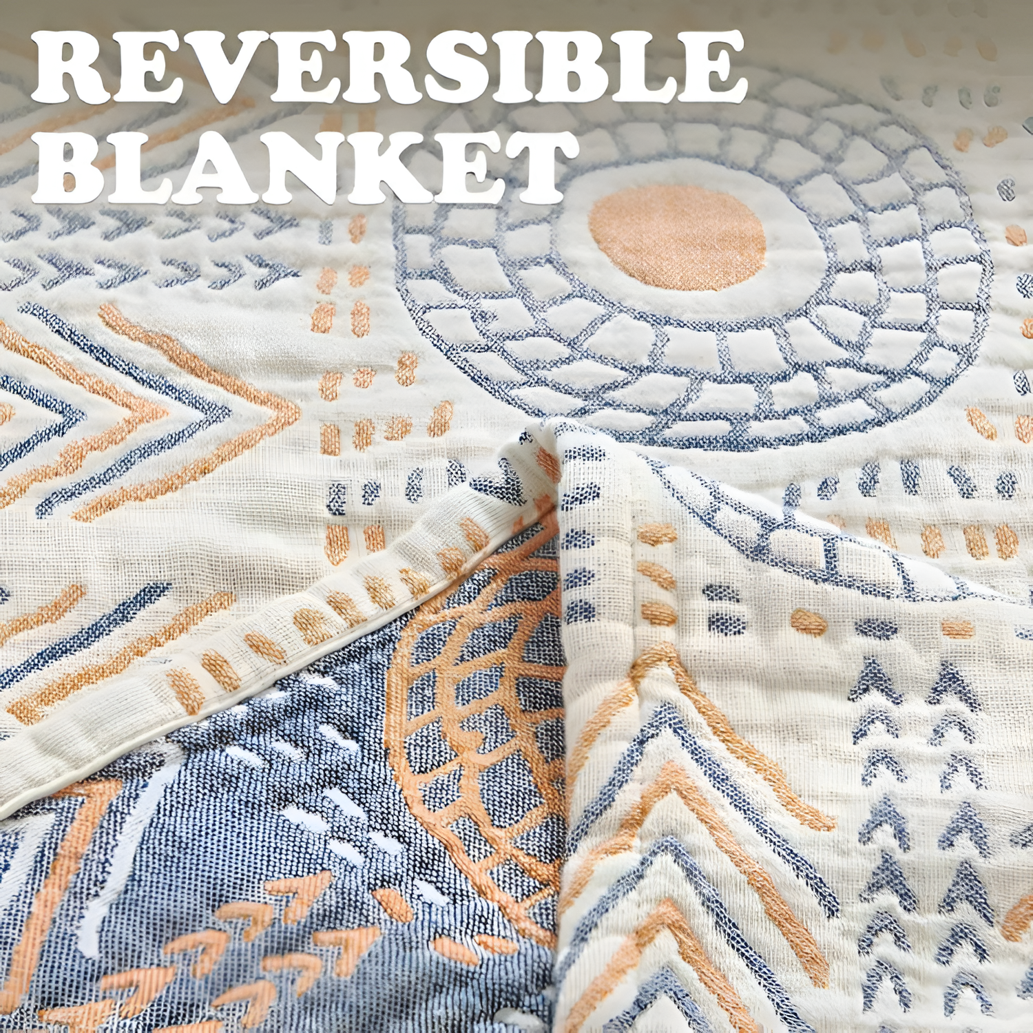 Manta reversible con motivos tribales – Manta decorativa