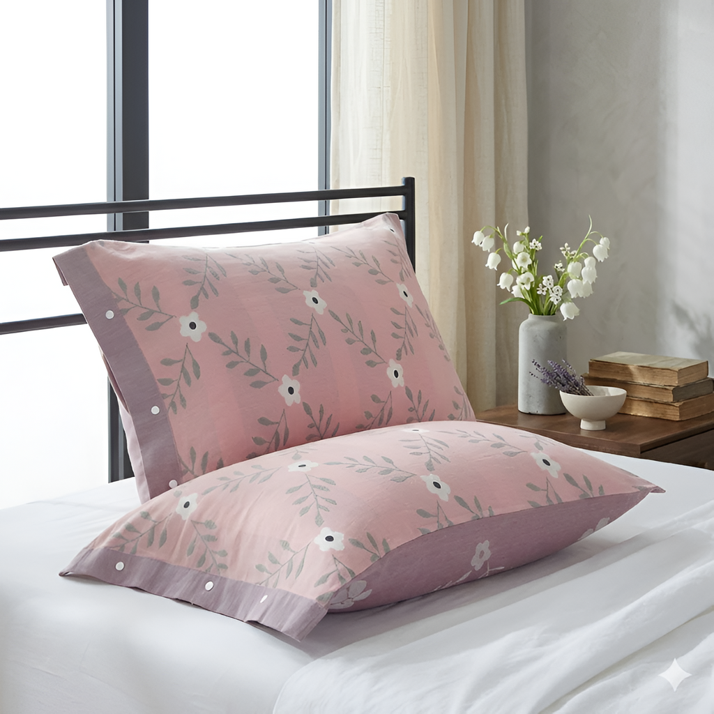 Funda de Almohada de Algodón Puro – Funda con Botones Decorativos