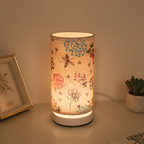 Lámpara de mesa con patrón botánico - Diseño cilíndrico