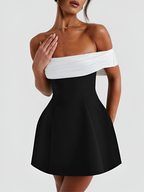 Mujer Mini Vestido Con Hombros Descubiertos Y Lazo - Fiesta De Compromiso
