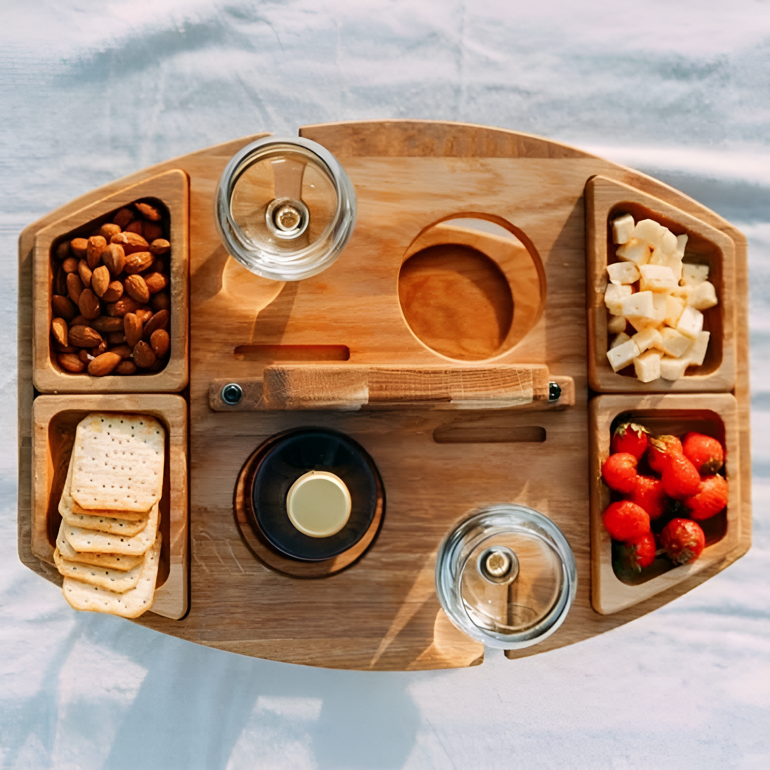 Mesa De Picnic De Madera Con Bandeja Para Servir - Portátil