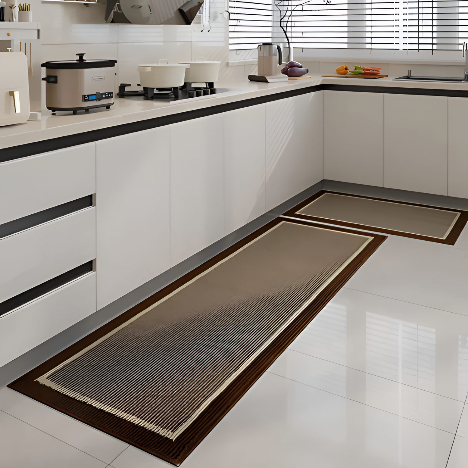 Alfombrilla Cocina Strata - Set Antideslizante Marrón