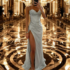 Vestido Largo De Mujer Con Escote en Forma De Corazón Y Detalles Brillantes - Premios Del Sector